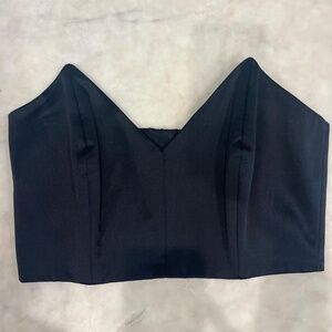 Michelle Mason Silk Strapless Bustier Crop Top